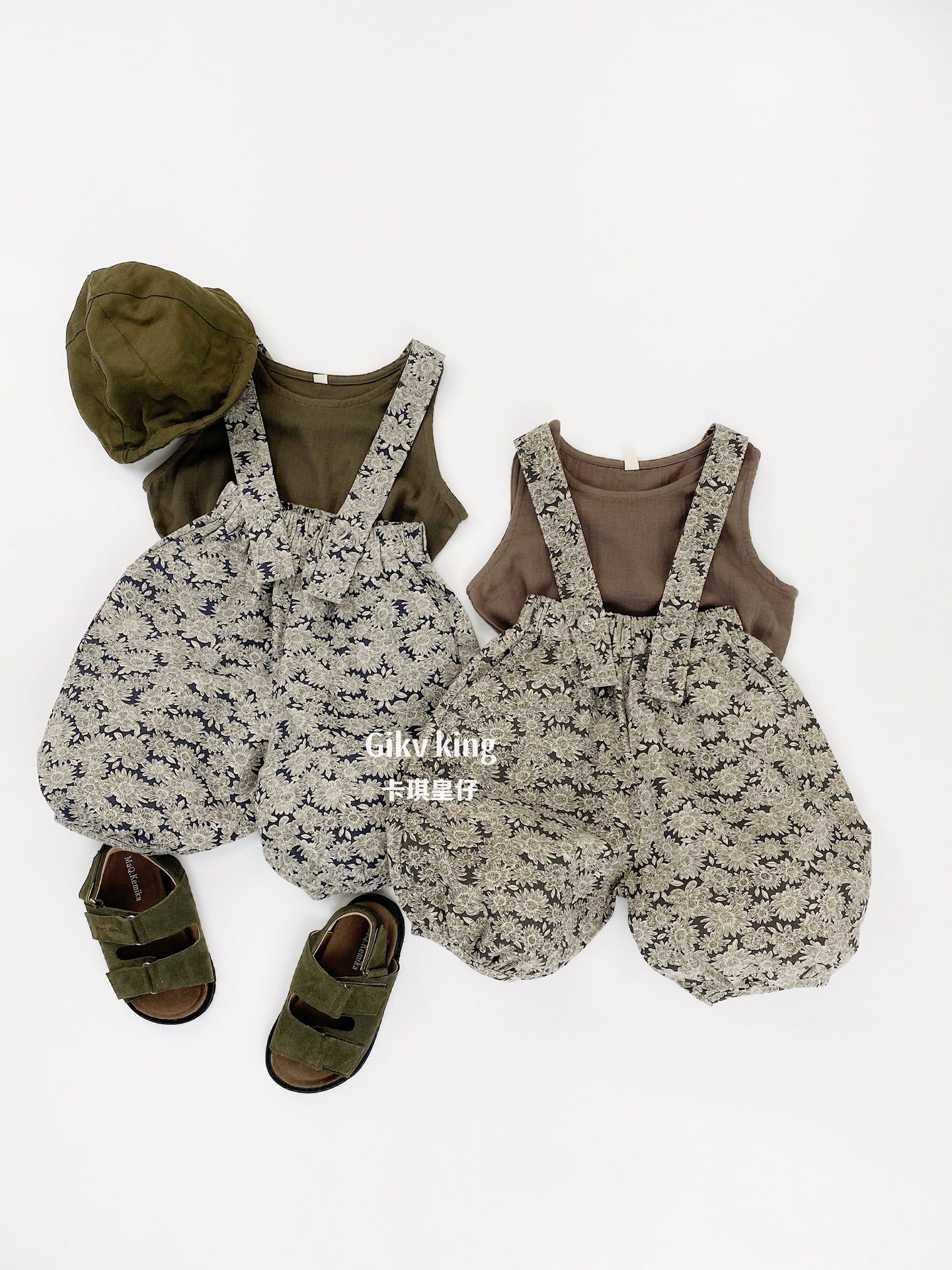 Floral Pattern Suspender Bloomers フラワー サロペットパンツ【mh0013488】