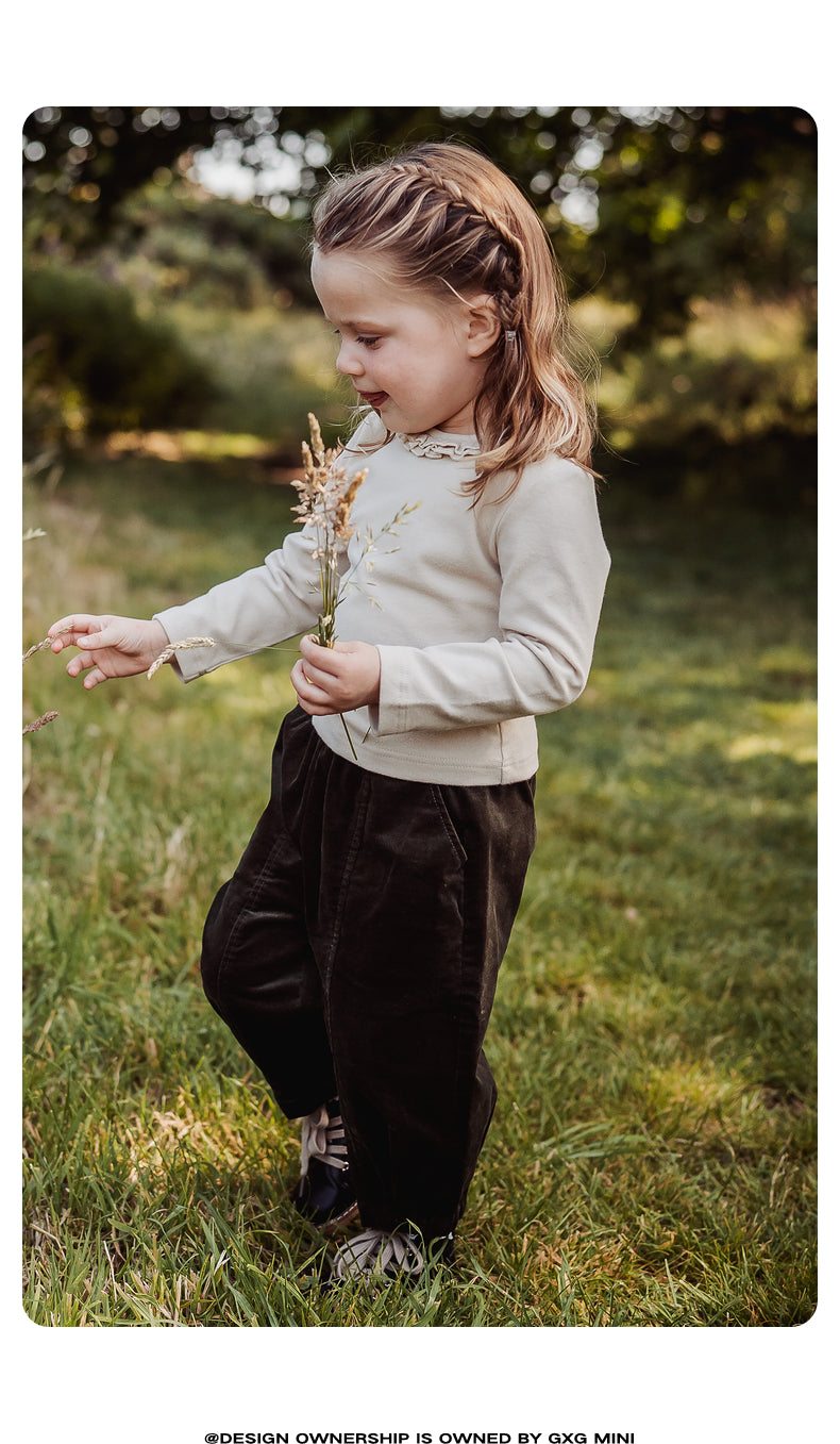 -長袖Tシャツ フリル襟 丸首 無地 カットソー ブラウス風【mh0011311】 - mamahalo shop - 長袖Tシャツ -  べビー服 - 子供服 - 男の子 - 女の子