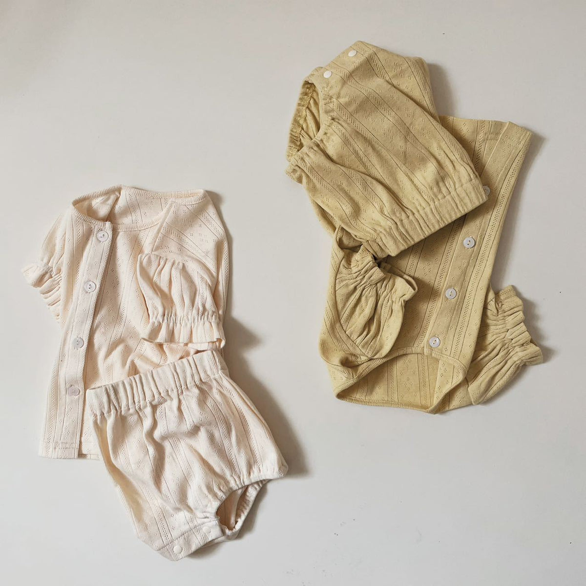 Baby Eyelet Puff Sleeve Short Sleeve Blouse and Shorts Set