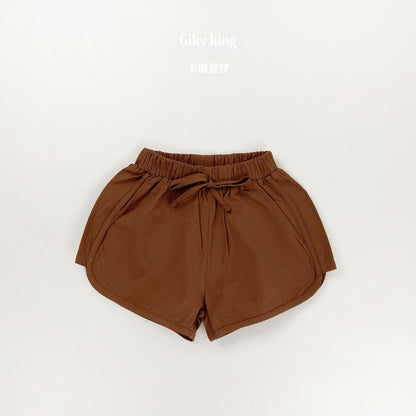 Elastic Waist Drawstring Dolphin Shorts 無地 ショートパンツ【mh0012840】