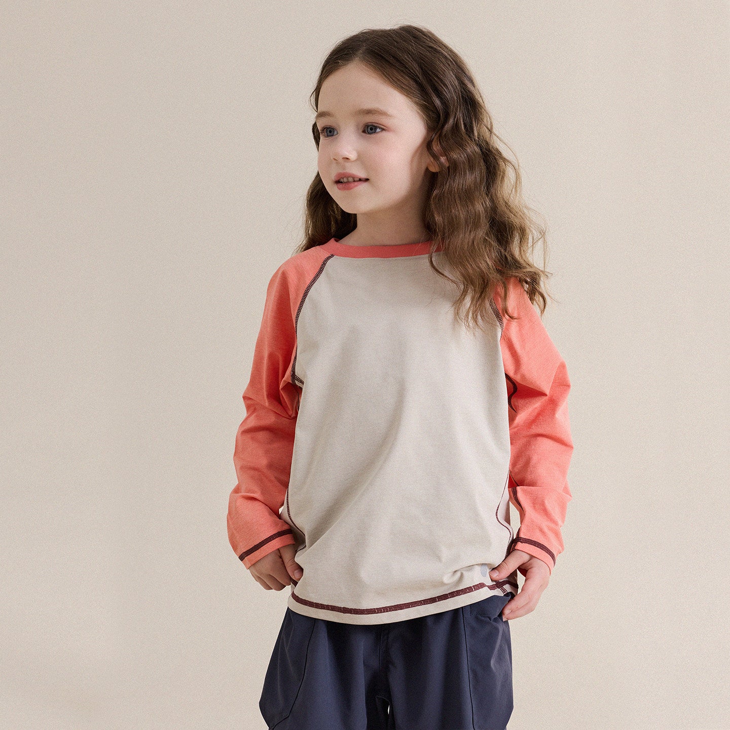 Kids' Junior Color-Block Raglan Sleeve Quick Dry Long Sleeve T-Shirt [mh0013984]