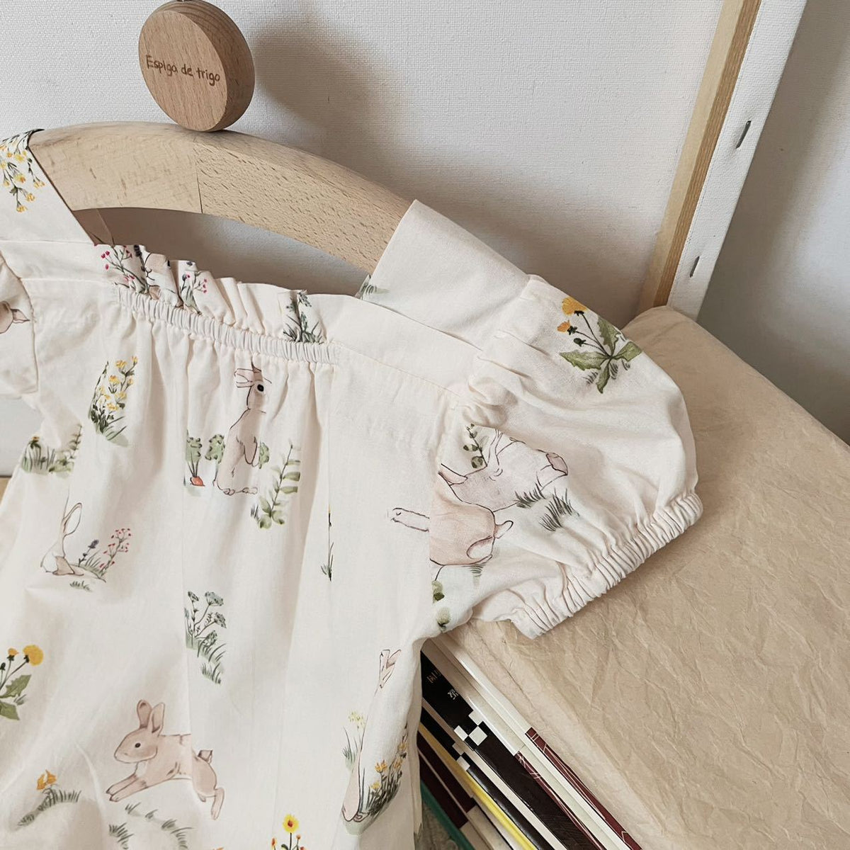 Baby Rabbit Dot Square Neck Short Sleeve Puff Sleeve Romper [mh0001866]