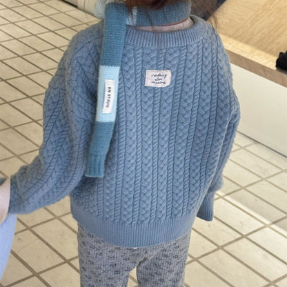 ケーブル編みクルーネックセーター【mh0010906】