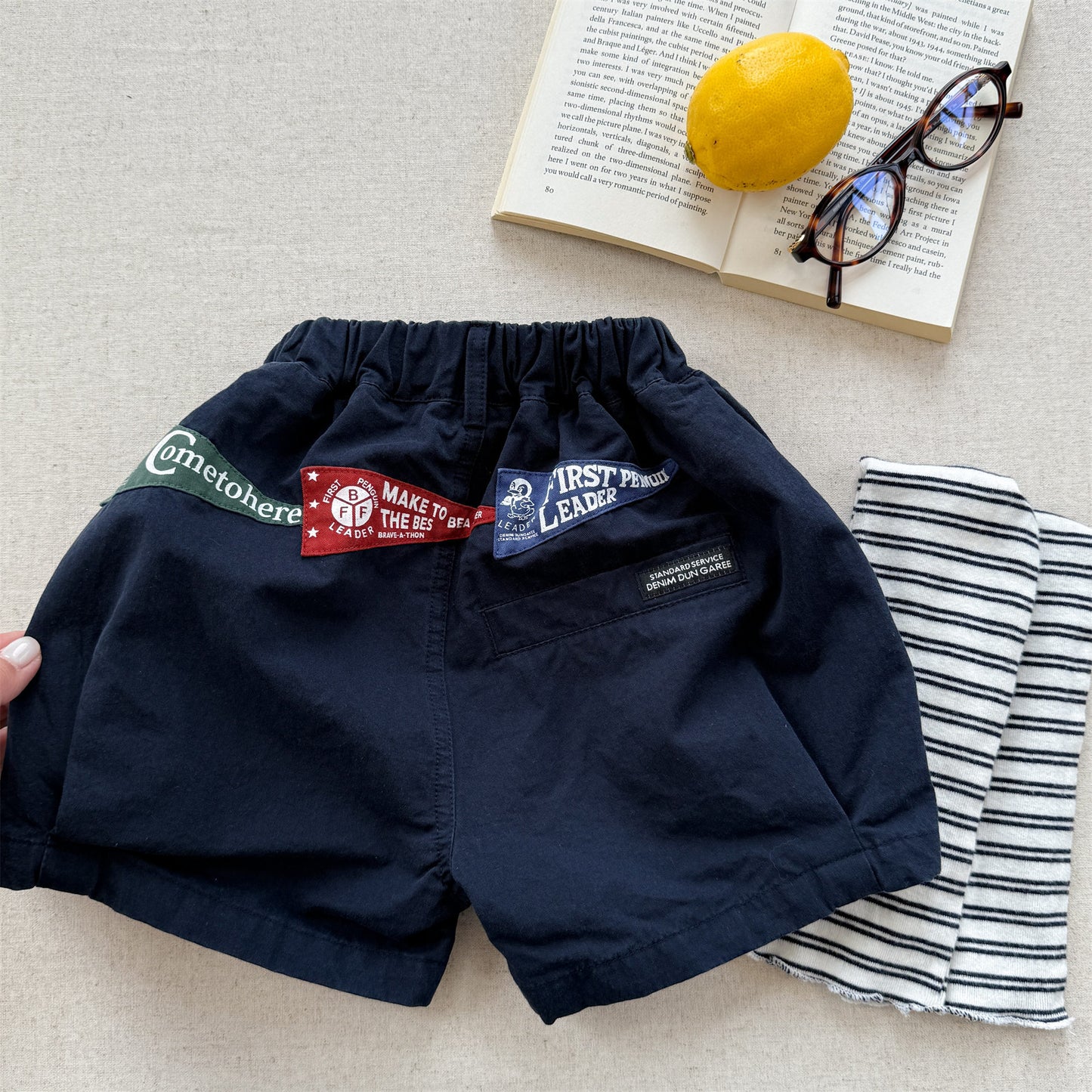 Pennant Patch Graphic Cotton Shorts ワッペン ショートパンツ【mh0012650】