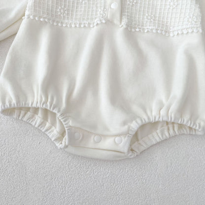 -刺繍切り替え襟付き長袖ロンパース【mh0010851】 - mamahalo shop - 長袖ロンパース -  べビー服 - 子供服 - 男の子 - 女の子