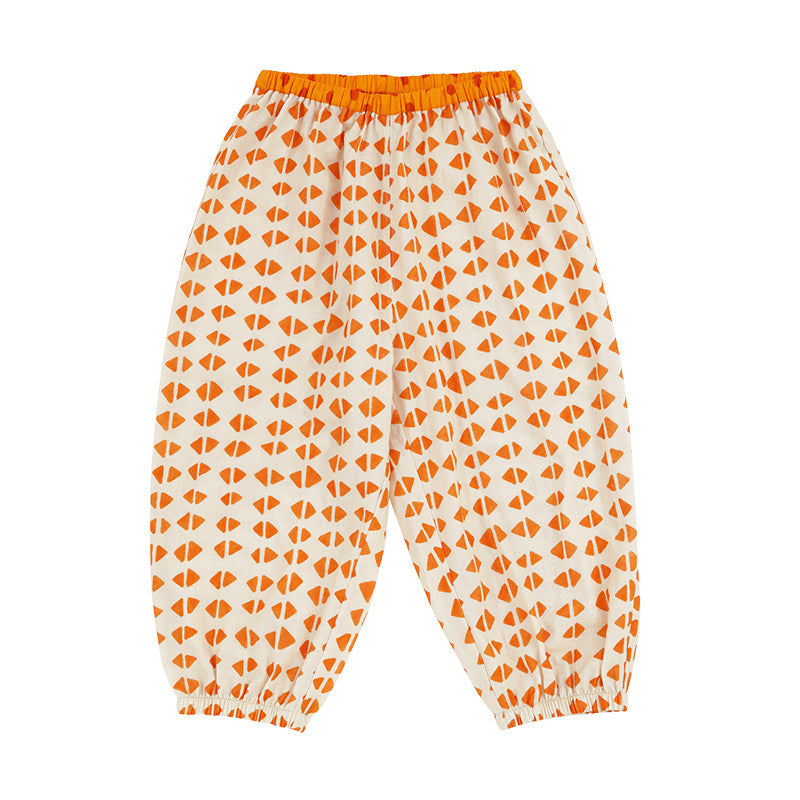 Pantalones Largos con Puños de Gasa y Rayas Geométricas【mh0013214】
