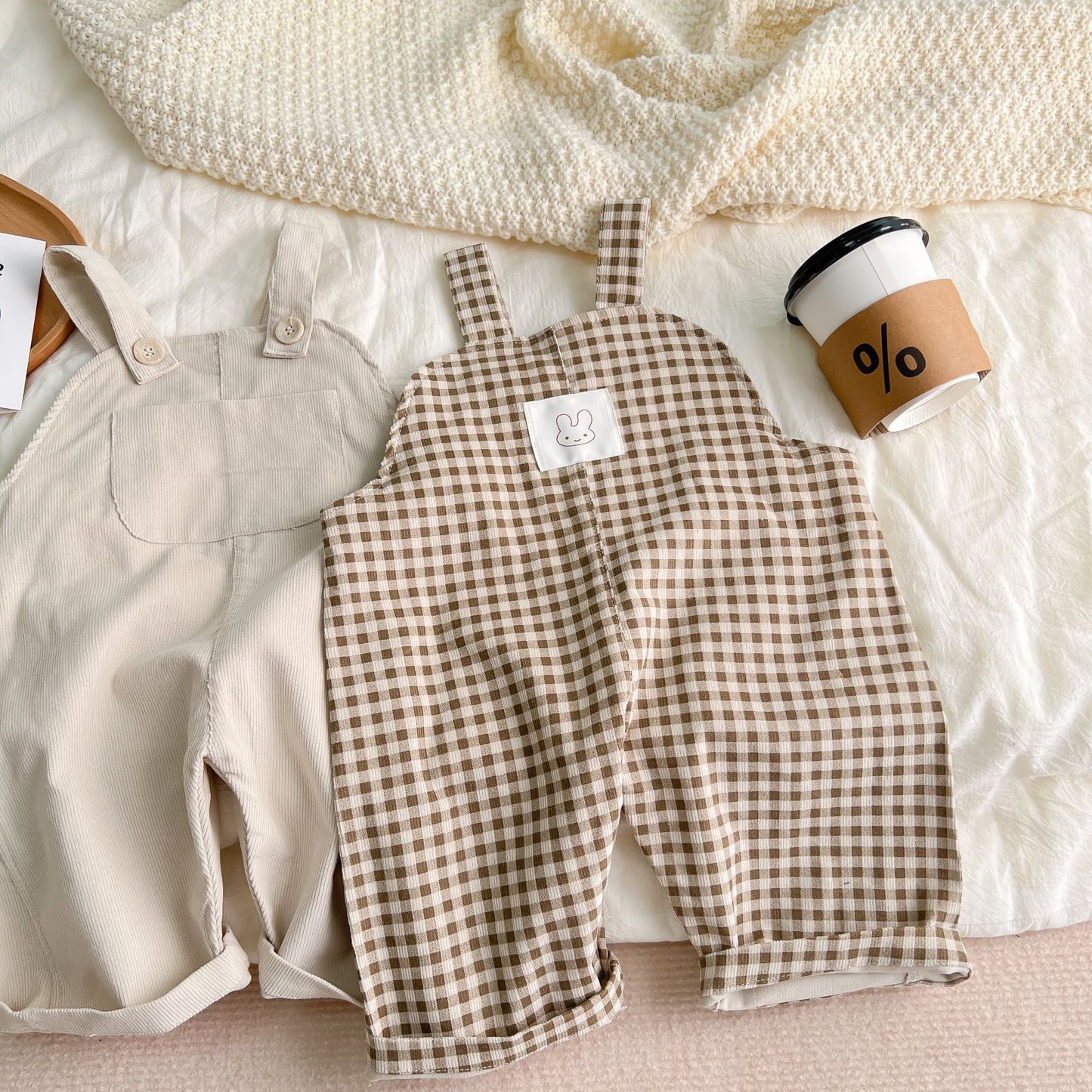 Baby Corduroy Check Pocket Overalls [mh0000591]