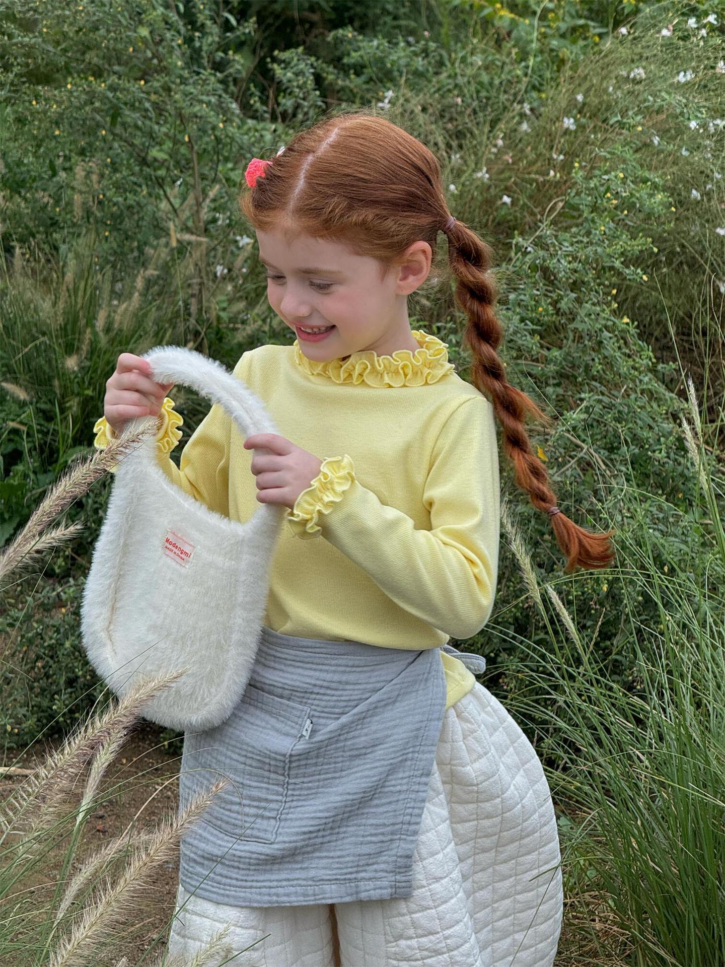 長袖Tシャツ ラッフルフリルカラー カットソー【mh0011761】