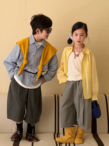 Crinkle Cotton Long Sleeve Shirt コットン ワッシャー 長袖シャツ【mh0012512】