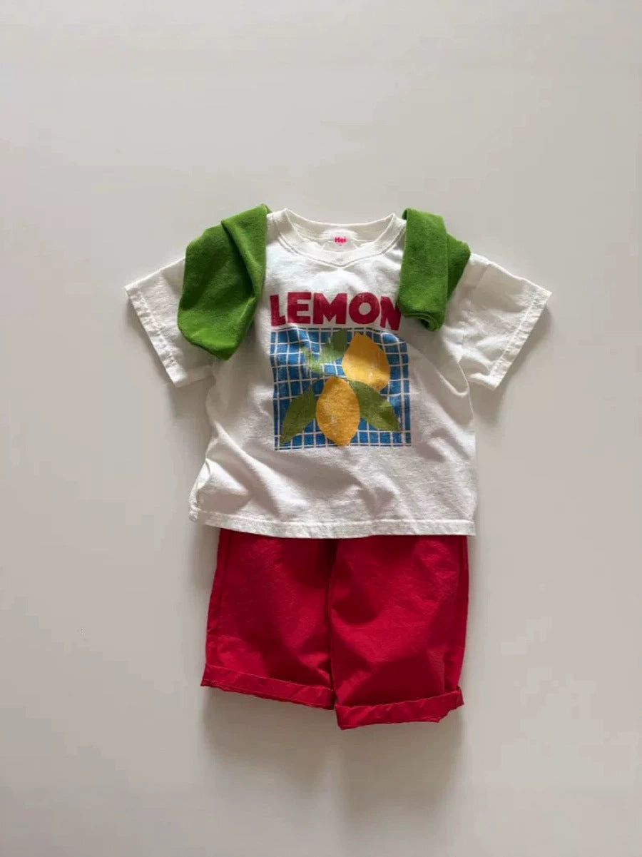 Loose Fruit Lemon Print Shoulder T-shirt [mh0013286]