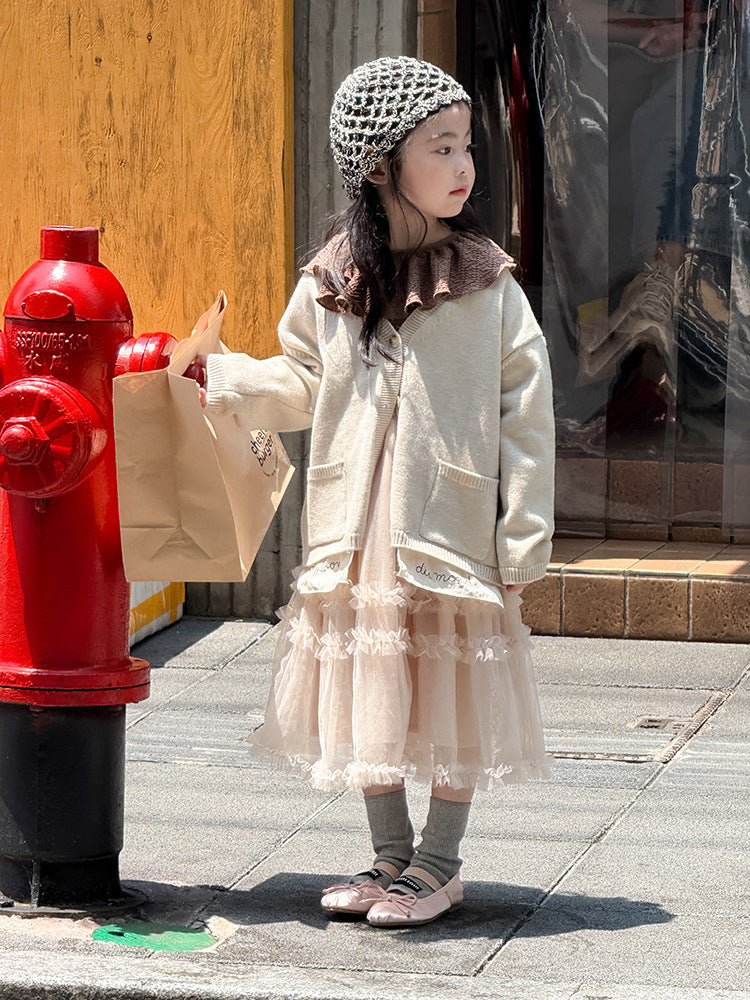 -ニットVネックシンプルカーディガン【mh0011028】 - mamahalo shop - カーディガン・パーカー -  べビー服 - 子供服 - 男の子 - 女の子