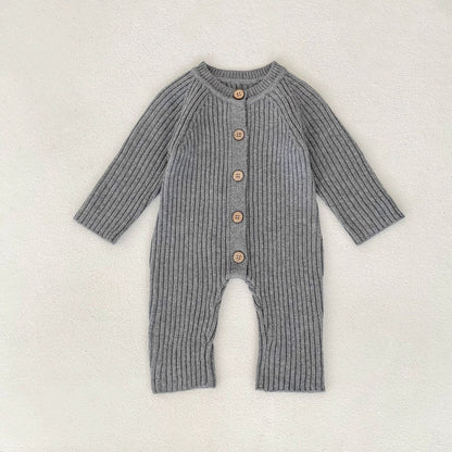 -リブニット長袖ジャンプスーツ【mh0010849】 - mamahalo shop - 長袖ロンパース -  べビー服 - 子供服 - 男の子 - 女の子
