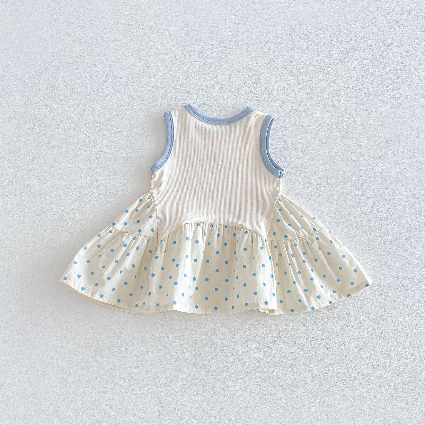 Polka Dot Patchwork Dress ドット ノースリーブワンピース【mh0013419】