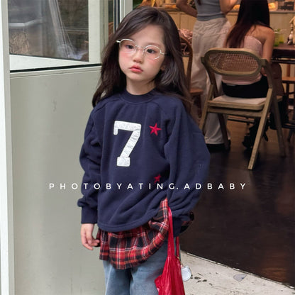 -ナンバーワッペン星柄フリーストレーナー【mh0010909】 - mamahalo shop - トレーナー・フーディ -  べビー服 - 子供服 - 男の子 - 女の子