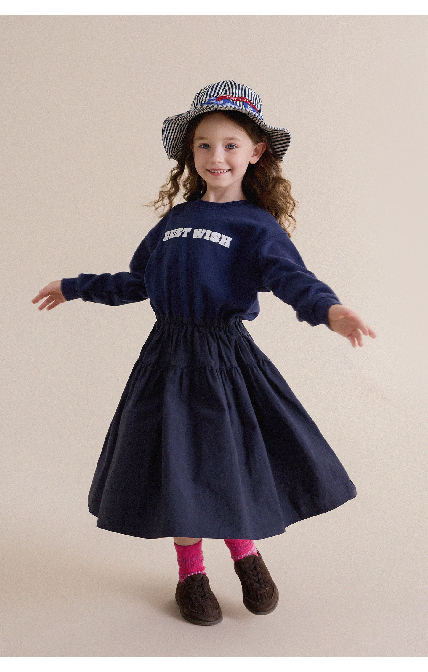 Kids' Junior Printed Docking Long-Sleeve Dress