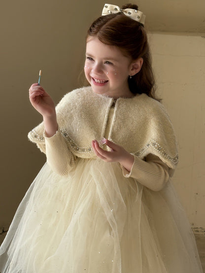 ノースリーブドレスワンピース/ケープ チュールスカート パーティ プリンセス【mh0011879】