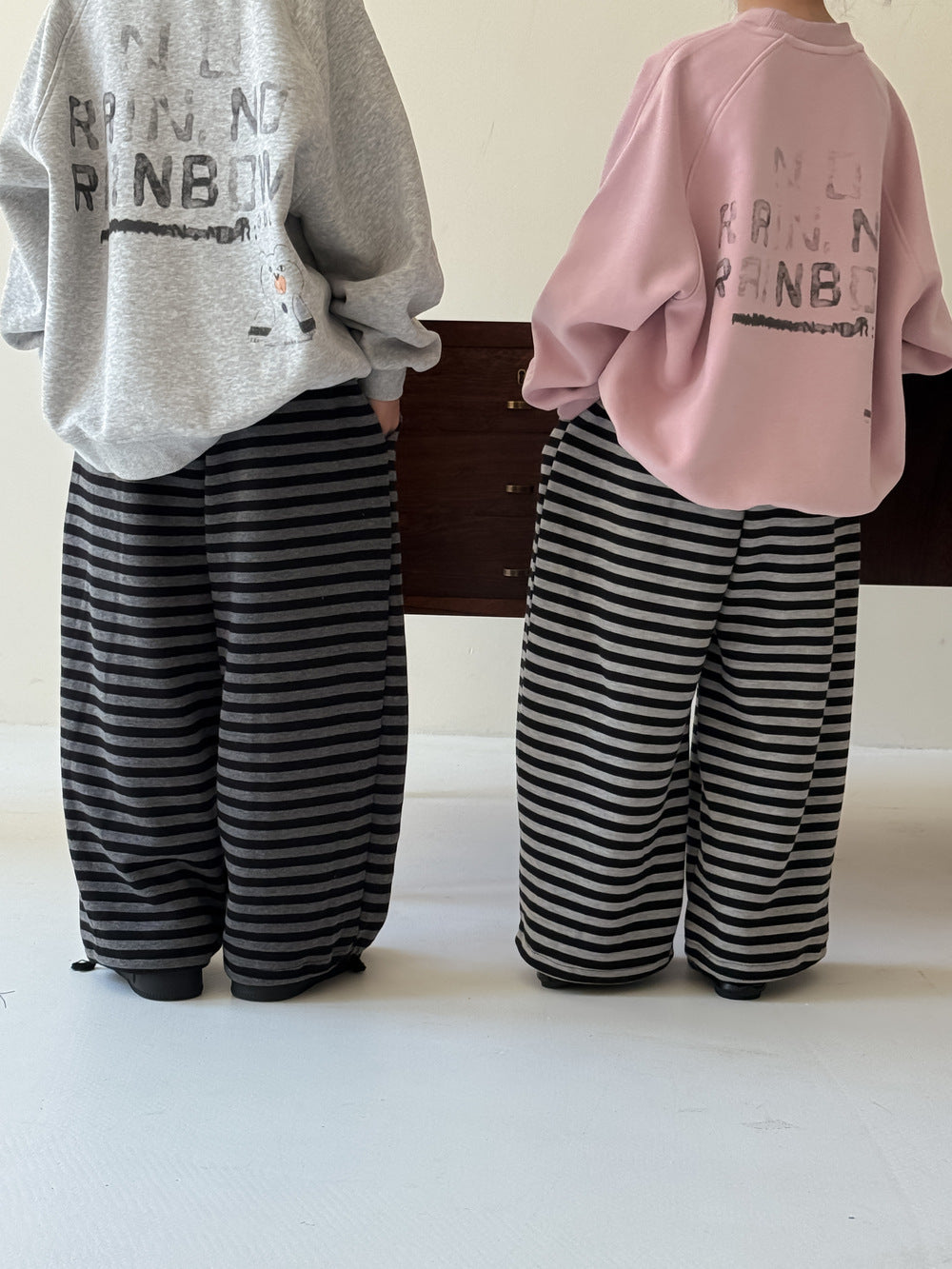 -ボーダーワイドパンツ ゆったりストレートスウェットパンツ【mh0010774】 - mamahalo shop - ロングパンツ・スウェットパンツ -  べビー服 - 子供服 - 男の子 - 女の子