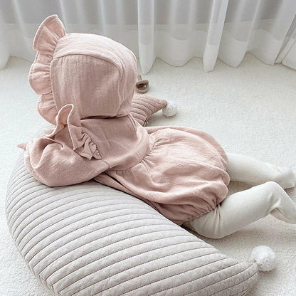 Fawn Embroidered Ruffle Bodysuit 小鹿 刺繍 フリル 長袖ロンパース【mh0012696】