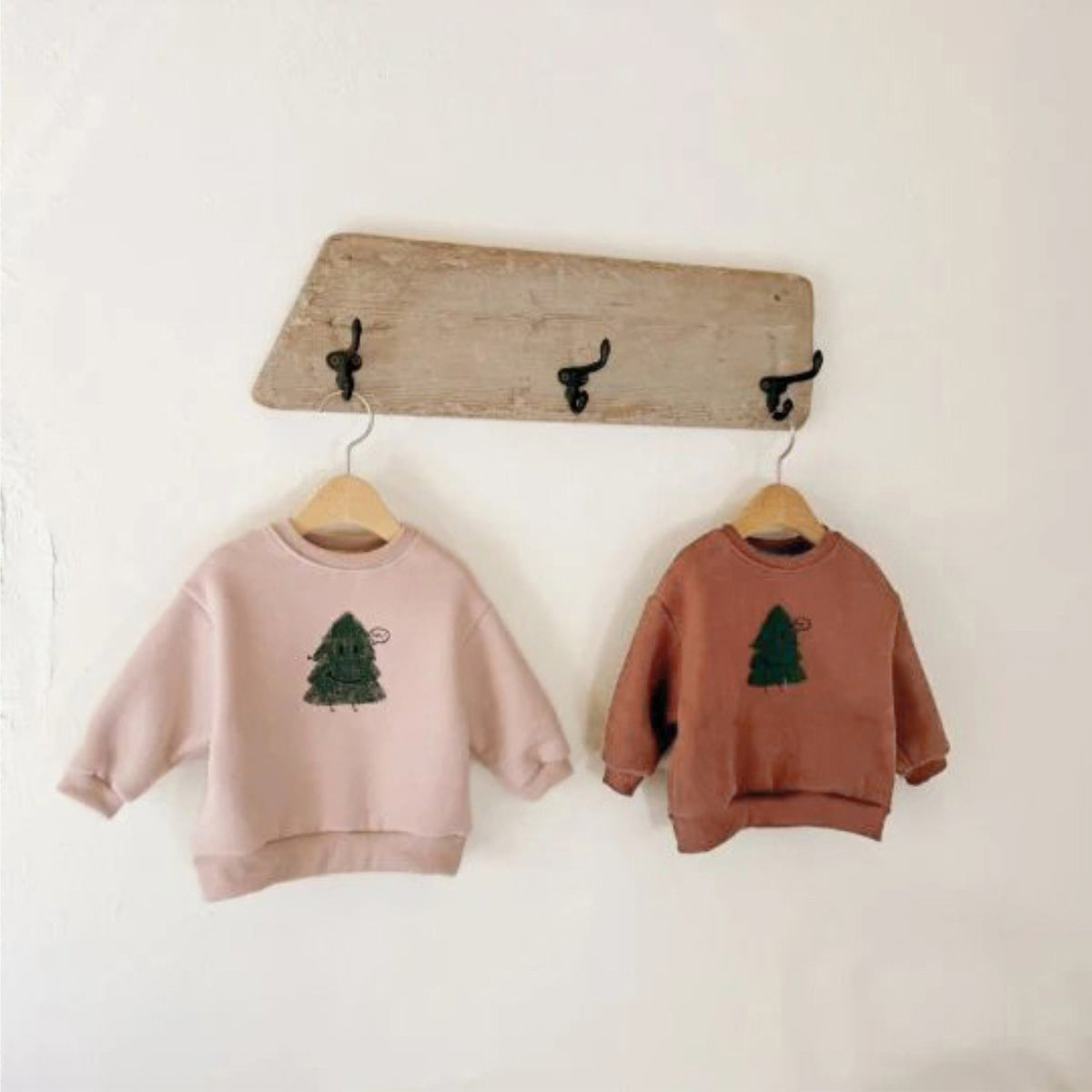 長袖スウェットトレーナー クリスマスツリーモチーフ 裏起毛 プルオーバー トップス【mh0011631】