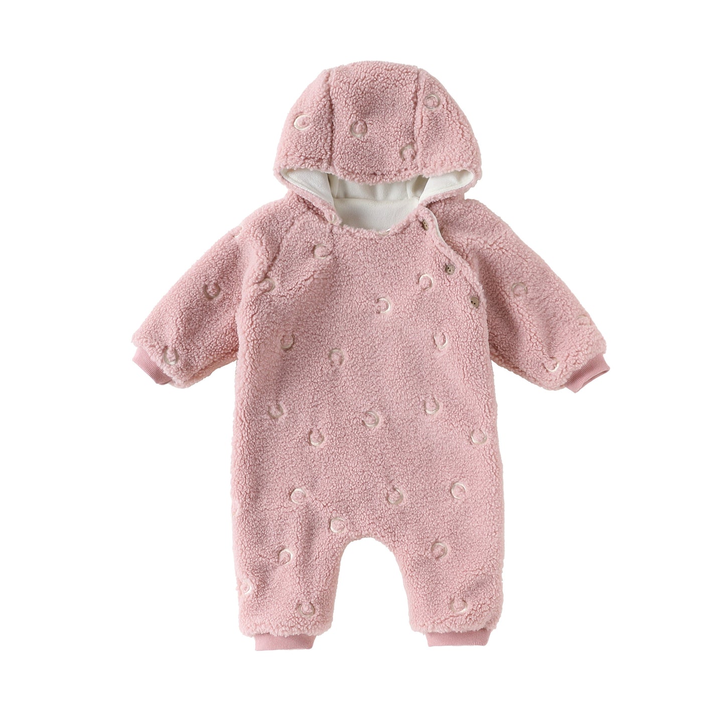 アウタージャンプスーツ 月星 ムーンスター刺繍 ボア 厚手 フード付【mh0011705】