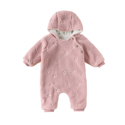 アウタージャンプスーツ 月星 ムーンスター刺繍 ボア 厚手 フード付【mh0011705】