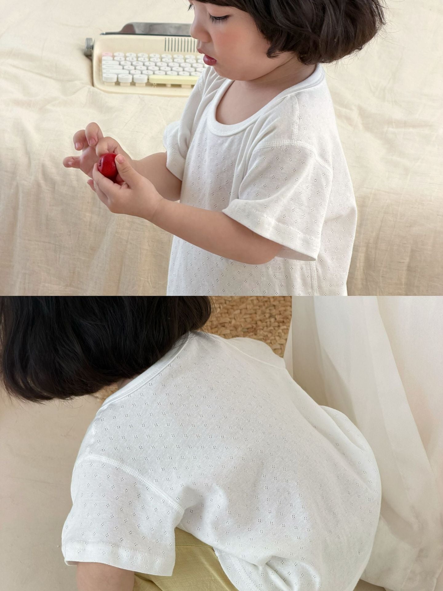 アイレット ラウンドネック半袖Tシャツ カジュアル【mh0013689】