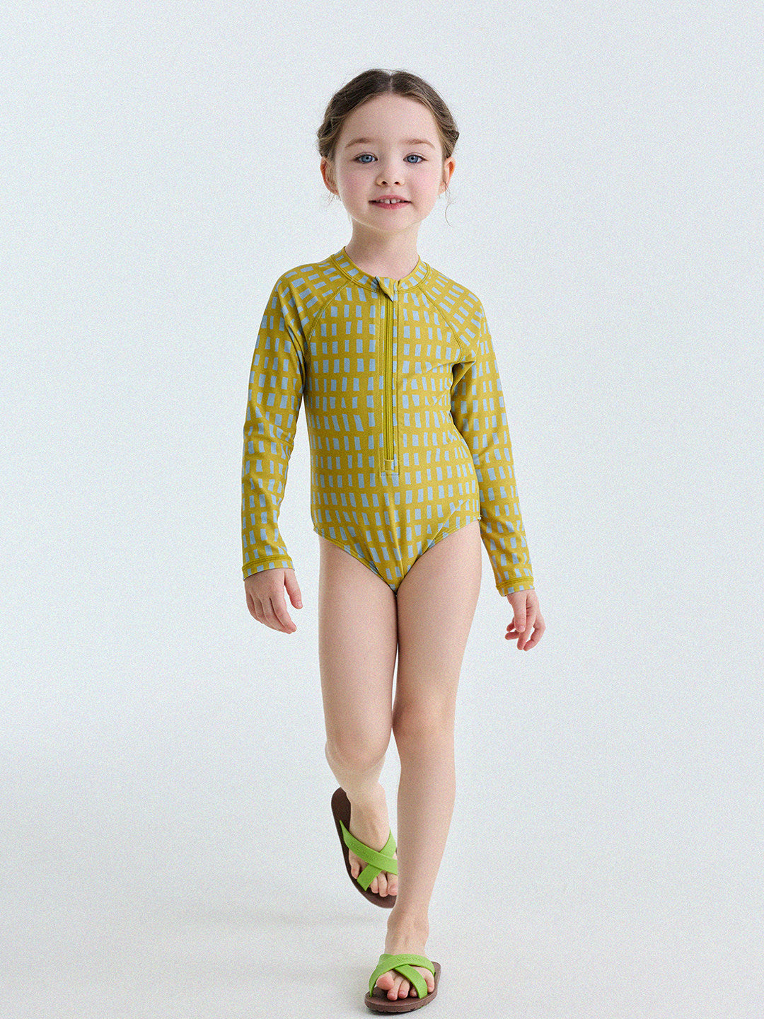 UPF50+ Sunscreen Long-Sleeved One-Piece Swimsuit ラッシュガード 長袖水着【mh0013191】