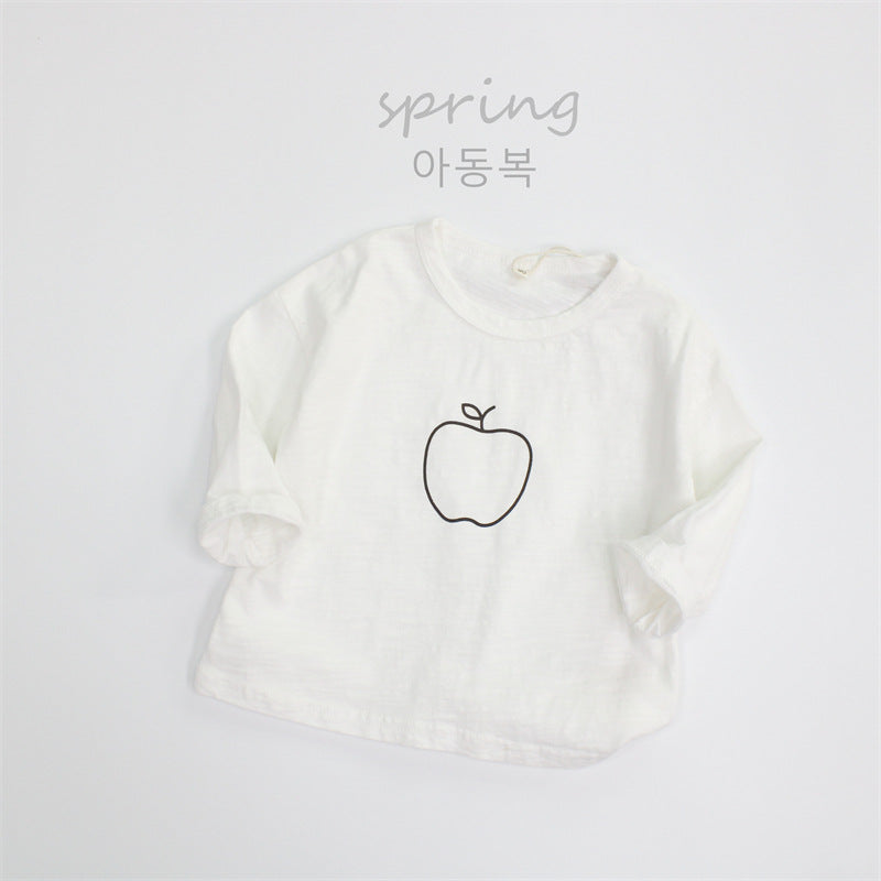 -キッズ りんご 長袖Tシャツ【mh0000138】 - mamahalo shop - 長袖Tシャツ -  べビー服 - 子供服 - 男の子 - 女の子