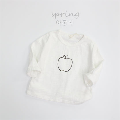 -キッズ りんご 長袖Tシャツ【mh0000138】 - mamahalo shop - 長袖Tシャツ -  べビー服 - 子供服 - 男の子 - 女の子