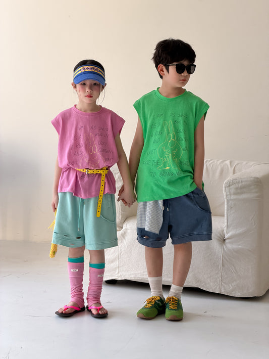 Distressed Drawstring Cotton Shorts クラッシュ ハーフパンツ【mh0013513】