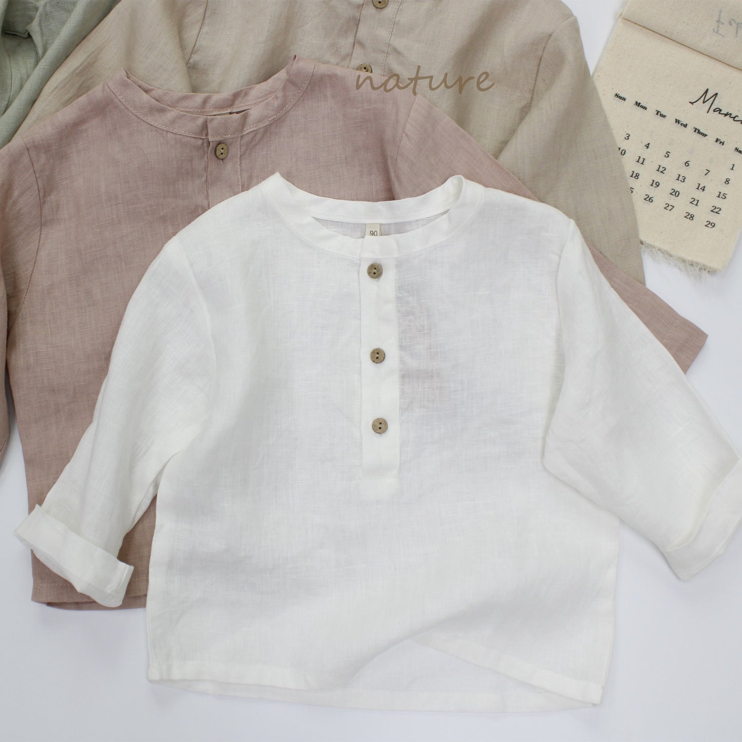 Minimalist Button Linen Shirt ナチュラルリネン 長袖シャツ【mh0013628】