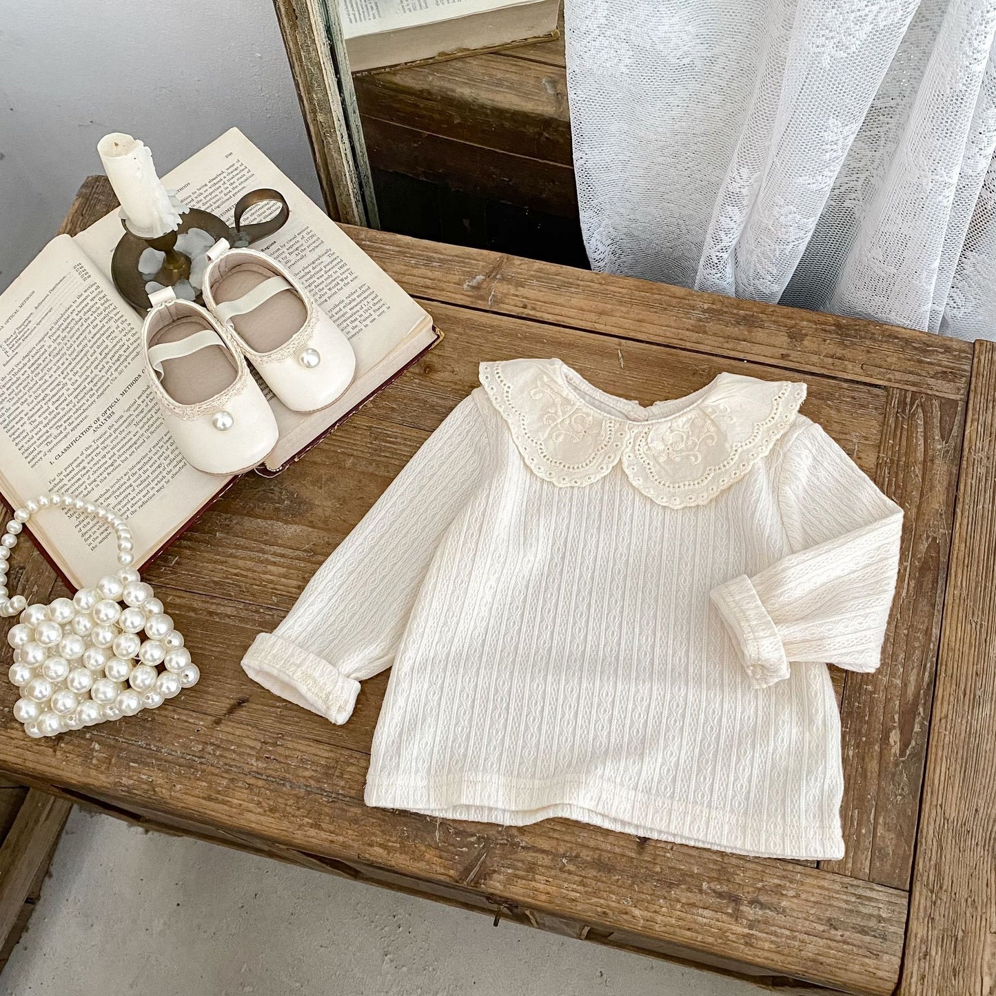 -ビッグフリルレース襟長袖Tシャツ【mh0010855】 - mamahalo shop - 長袖Tシャツ -  べビー服 - 子供服 - 男の子 - 女の子