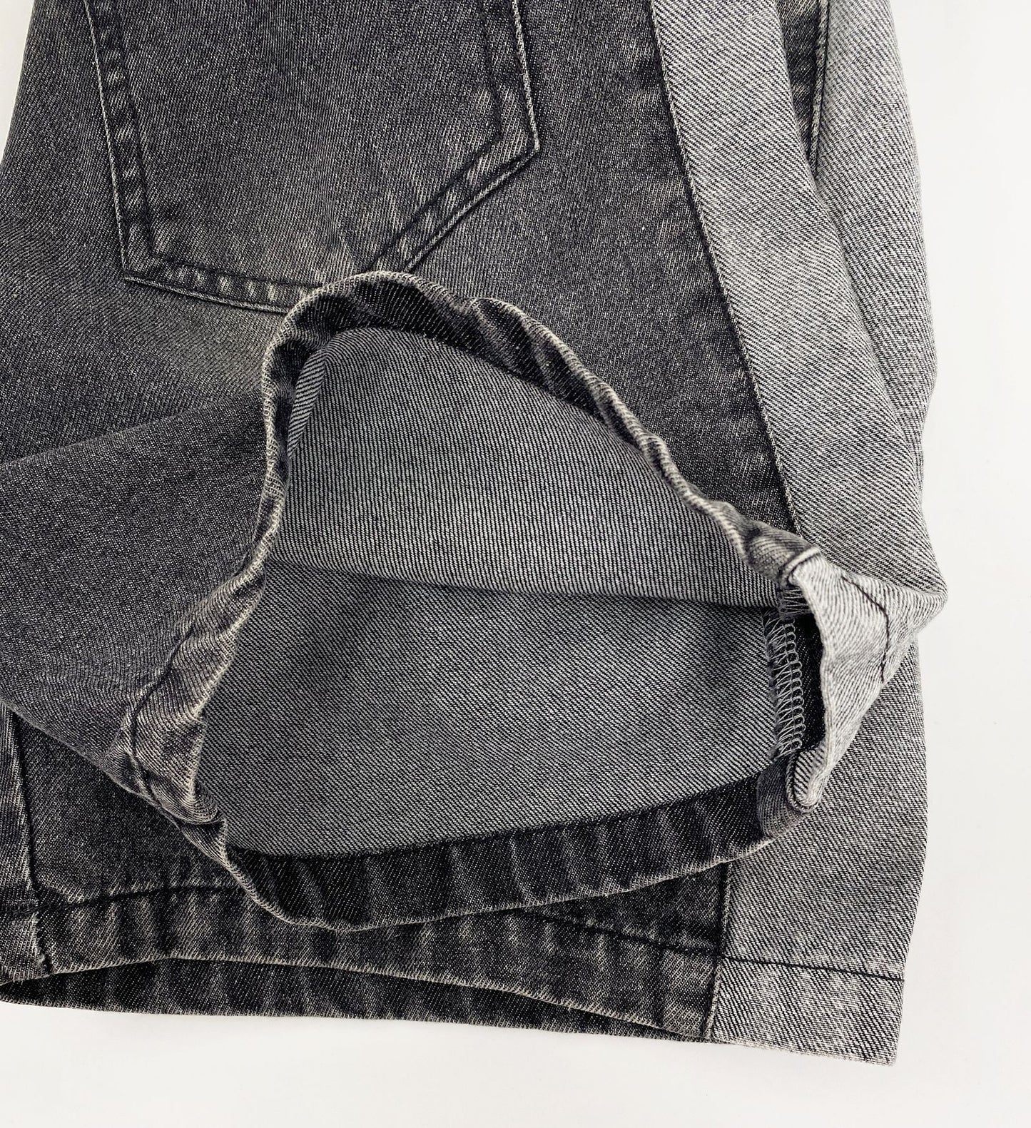 Side Contrast Denim Shorts バイカラー デニムハーフパンツ【mh0013485】