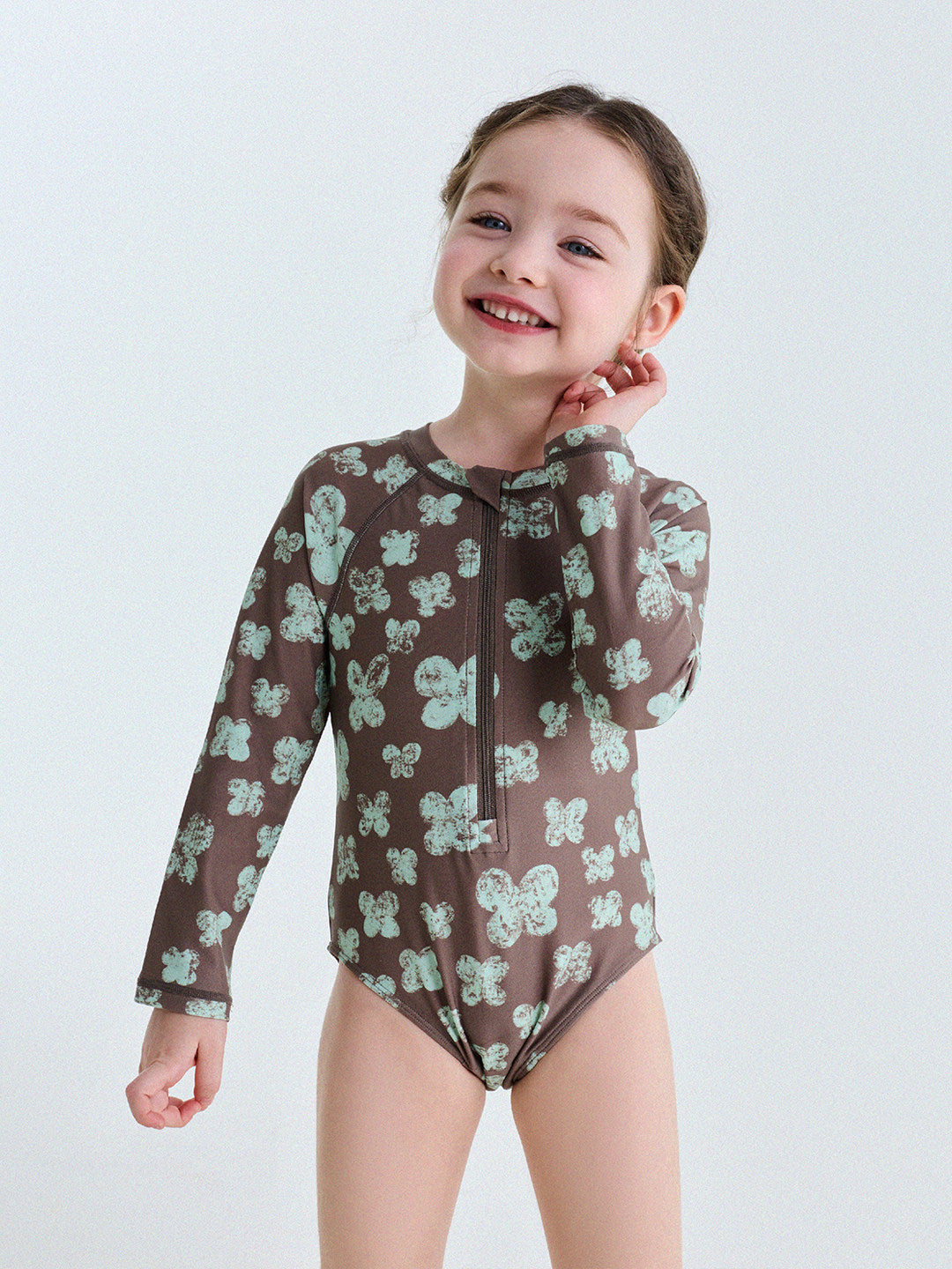 UPF50+ Sunscreen Long-Sleeved One-Piece Swimsuit ラッシュガード 長袖水着【mh0013191】