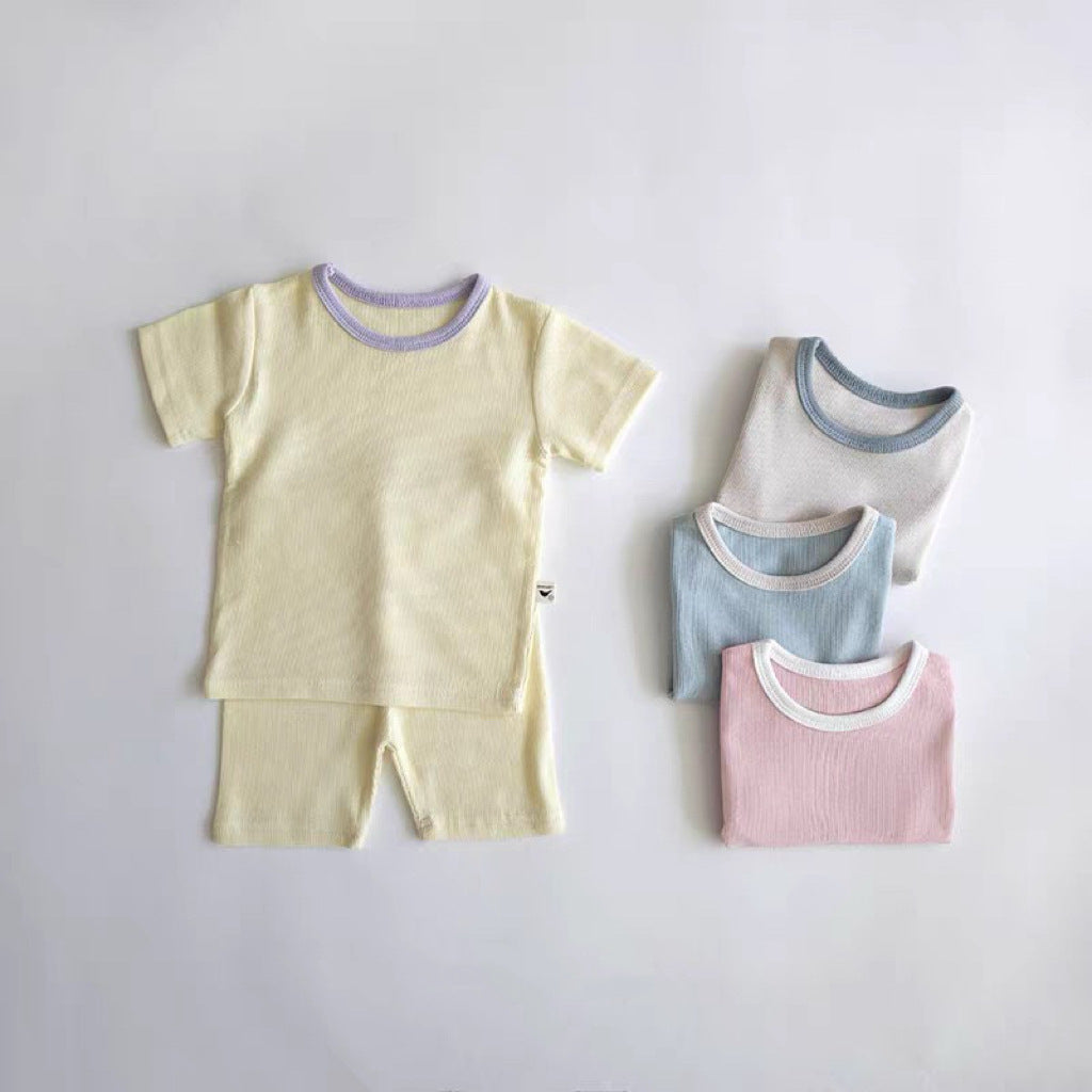 Crew Neck Short-Sleeve T-shirt Shorts Set Daily Short Sleeve T-shirt Shorts Set [mh0013277]