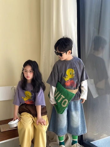 Bird Print Cotton T-shirt バード プリント 半袖Tシャツ【mh0012513】