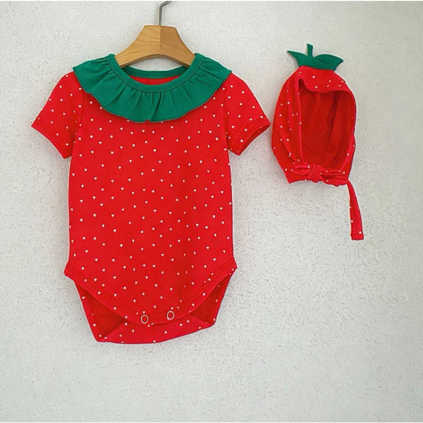 Strawberry Costume Hat Set Romper いちご 半袖ロンパース コスチューム【mh0013349】