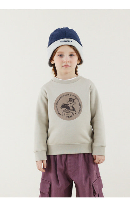 -長袖スウェットシャツ 裏起毛 プリント クルーネック 暖か【mh0011342】 - mamahalo shop - 長袖Tシャツ -  べビー服 - 子供服 - 男の子 - 女の子