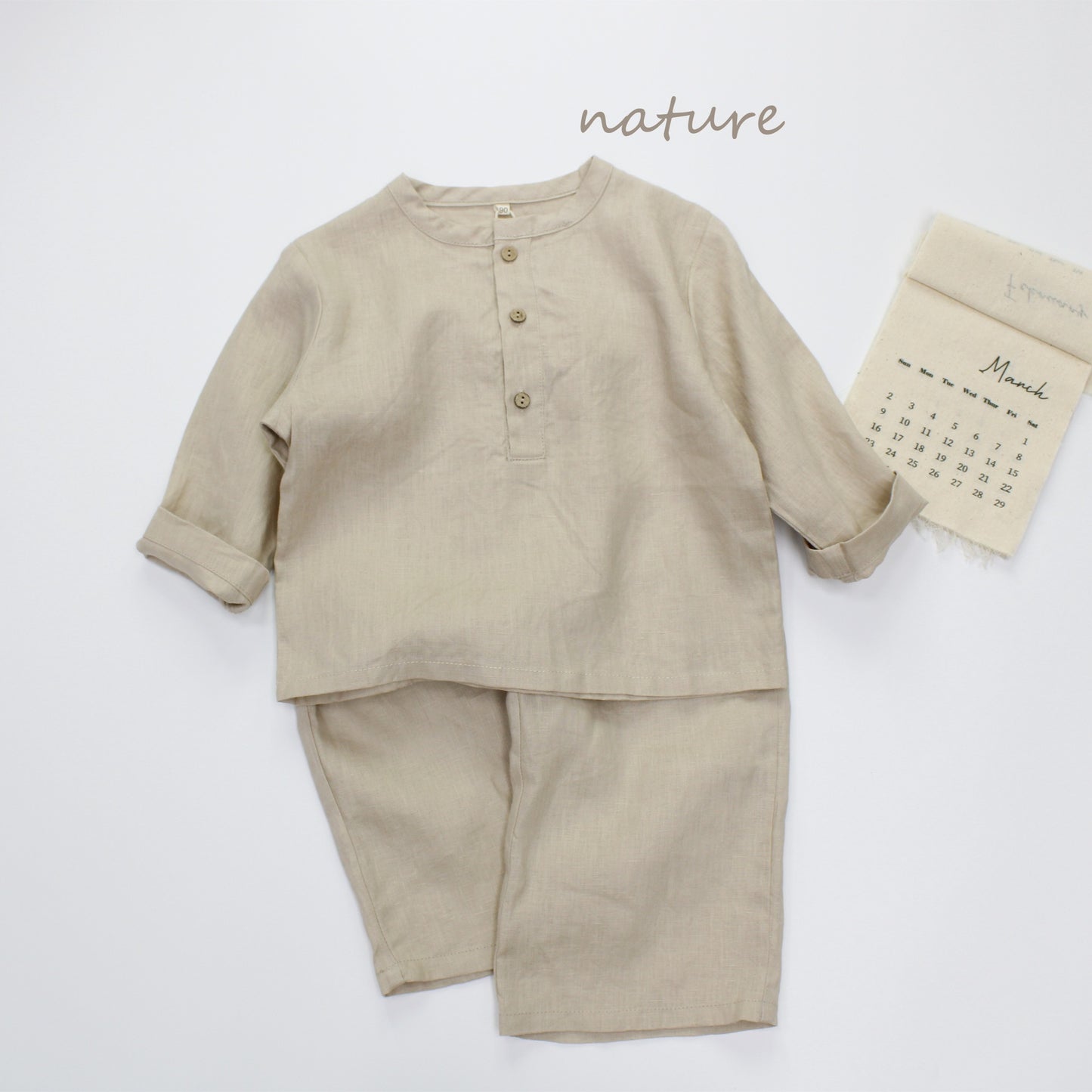 Minimalist Button Linen Shirt ナチュラルリネン 長袖シャツ【mh0013628】