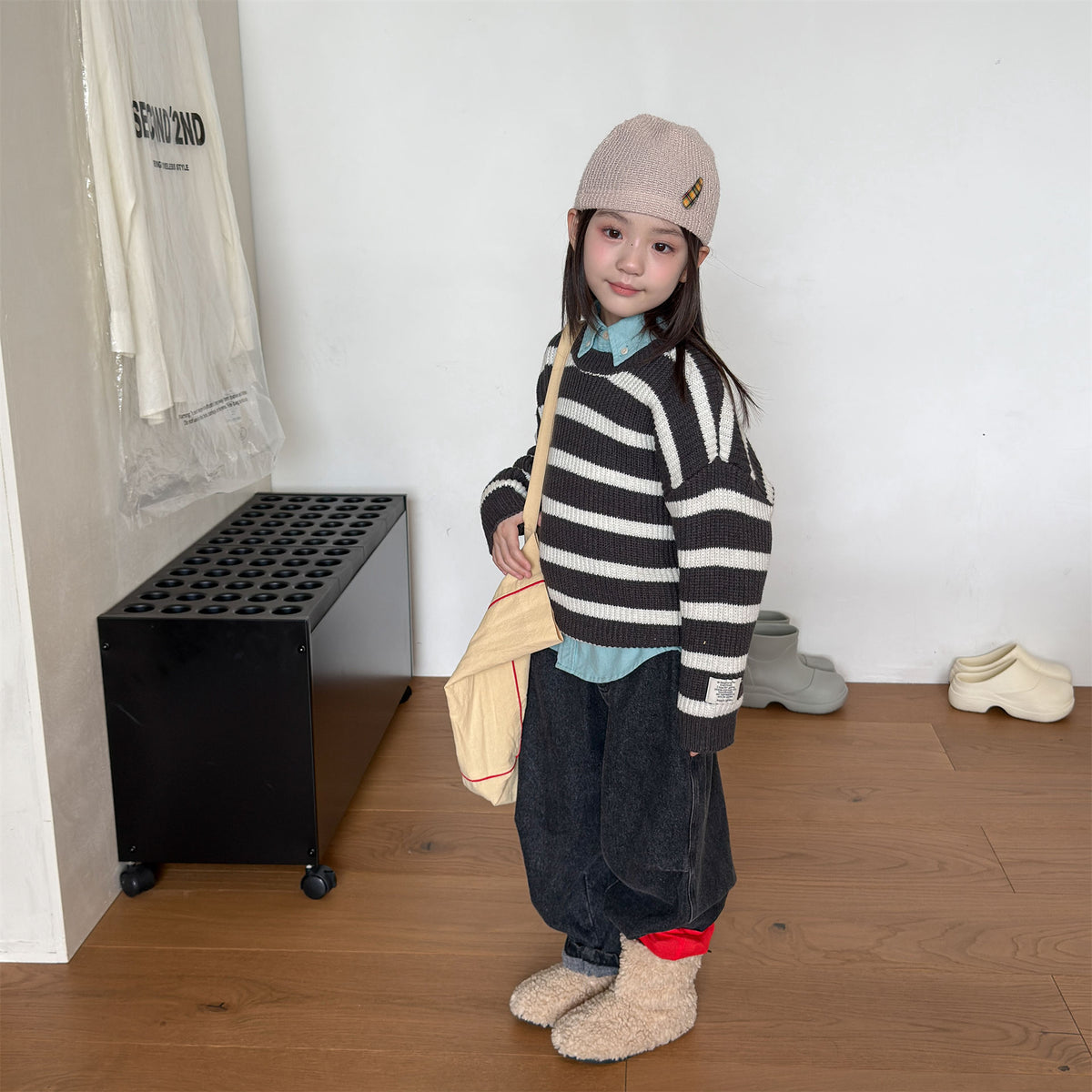 Pantalones vaqueros holgados de pierna cónica para niños【mh0014537】