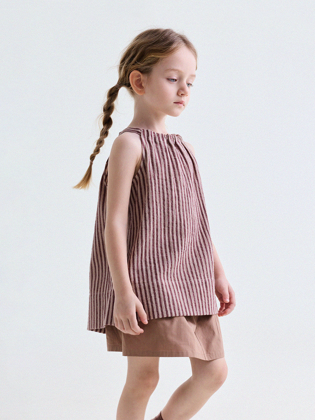Striped Halterneck Cotton Linen Top ストライプ柄 ノースリーブトップス【mh0013198】