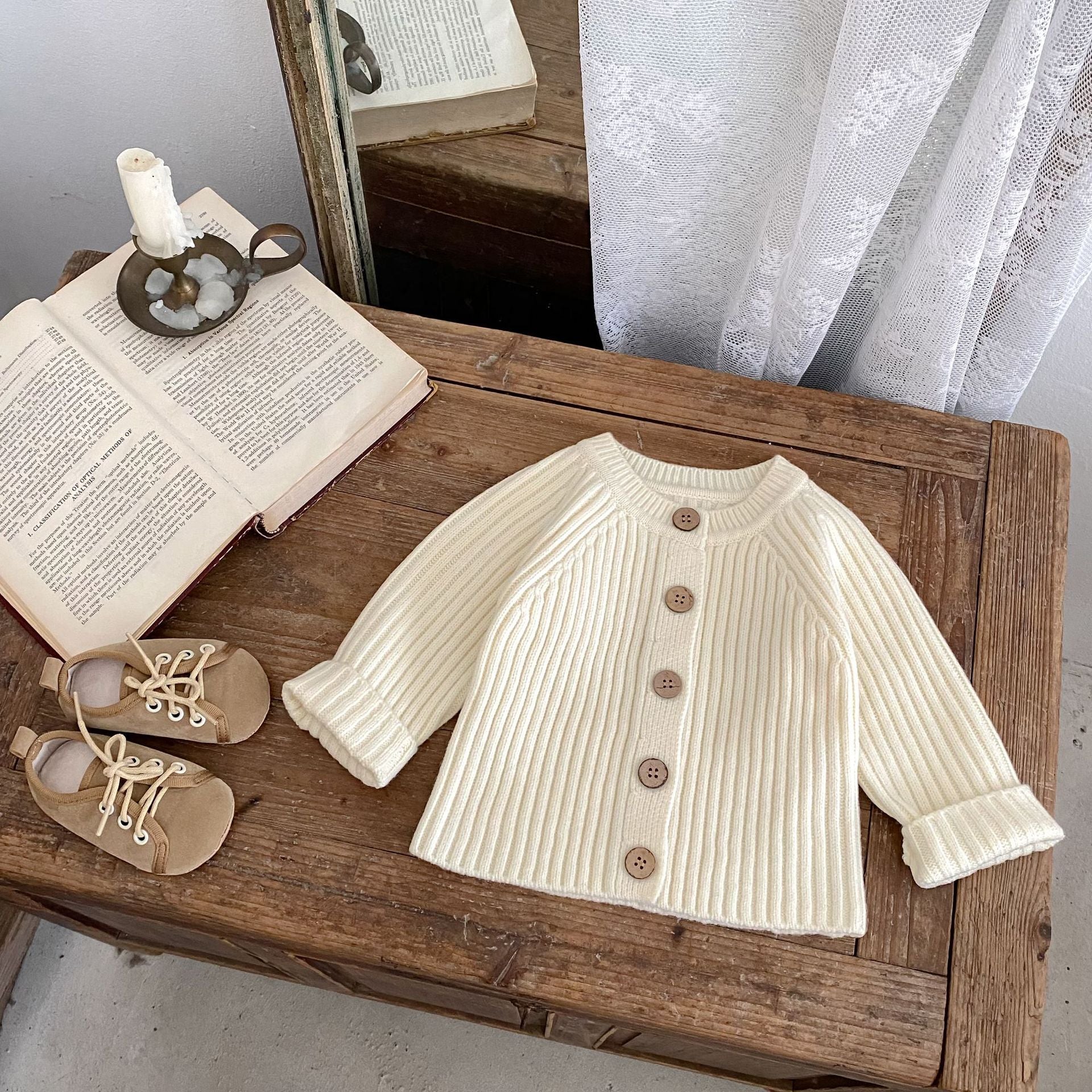 -ワイドリブ編みニットカーディガン長袖トップス【mh0010839】 - mamahalo shop - カーディガン・パーカー -  べビー服 - 子供服 - 男の子 - 女の子