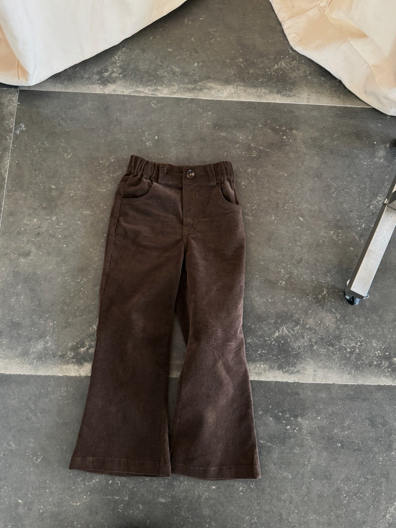 Kids' Corduroy Heart Pocket Straight Long Pants [mh0014084]