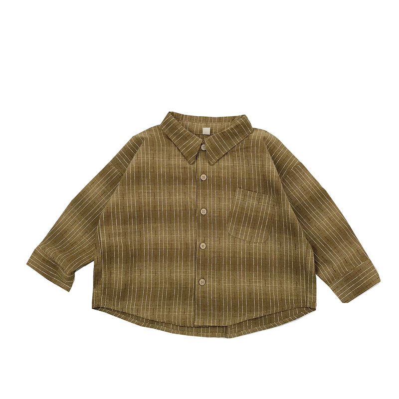 キッズ ストライプ ルーズ ビッグシルエット 長袖シャツ【mh0014591】