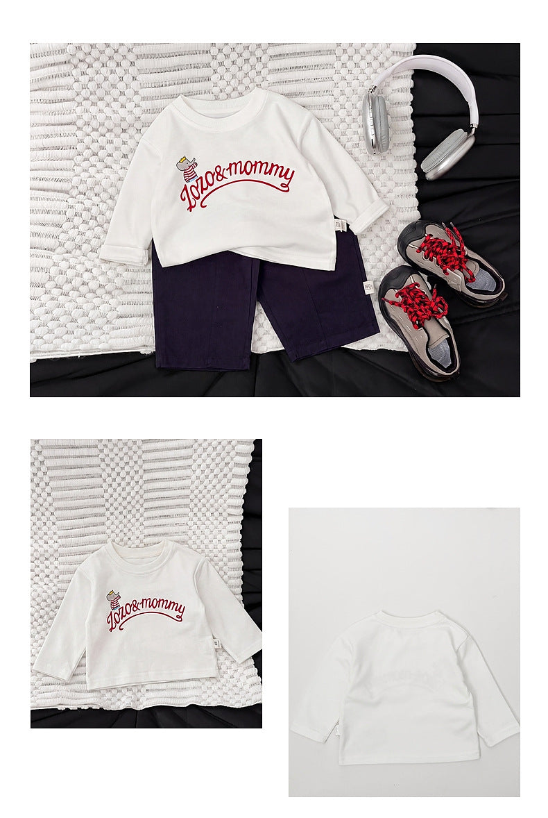 ベビー キッズ ロゴプリント ルーズ 長袖Tシャツ【mh0014004】