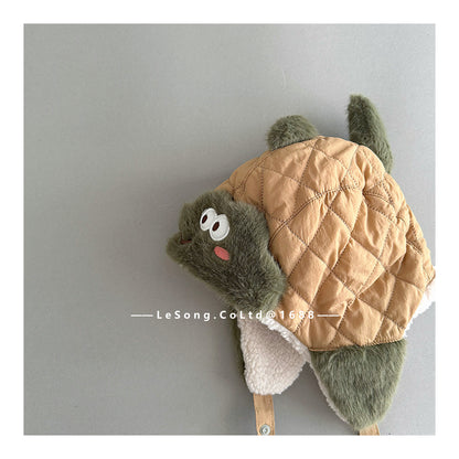 ベビー帽子 パンダ/うさぎ/恐竜アップリケ キルト 耳当て付き フライトハット【mh0011831】