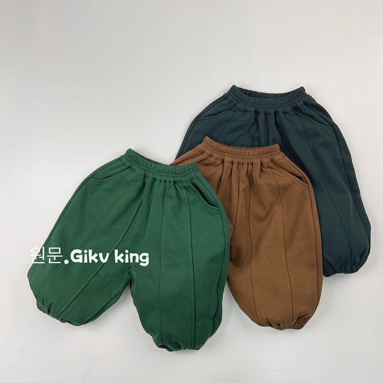 Kids Plain Tucked Loose Easy Pants [mh0013931]