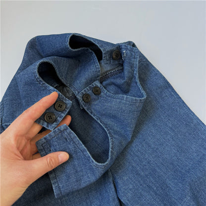 Denim Shoulder Button Jumpsuit [mh0013649]