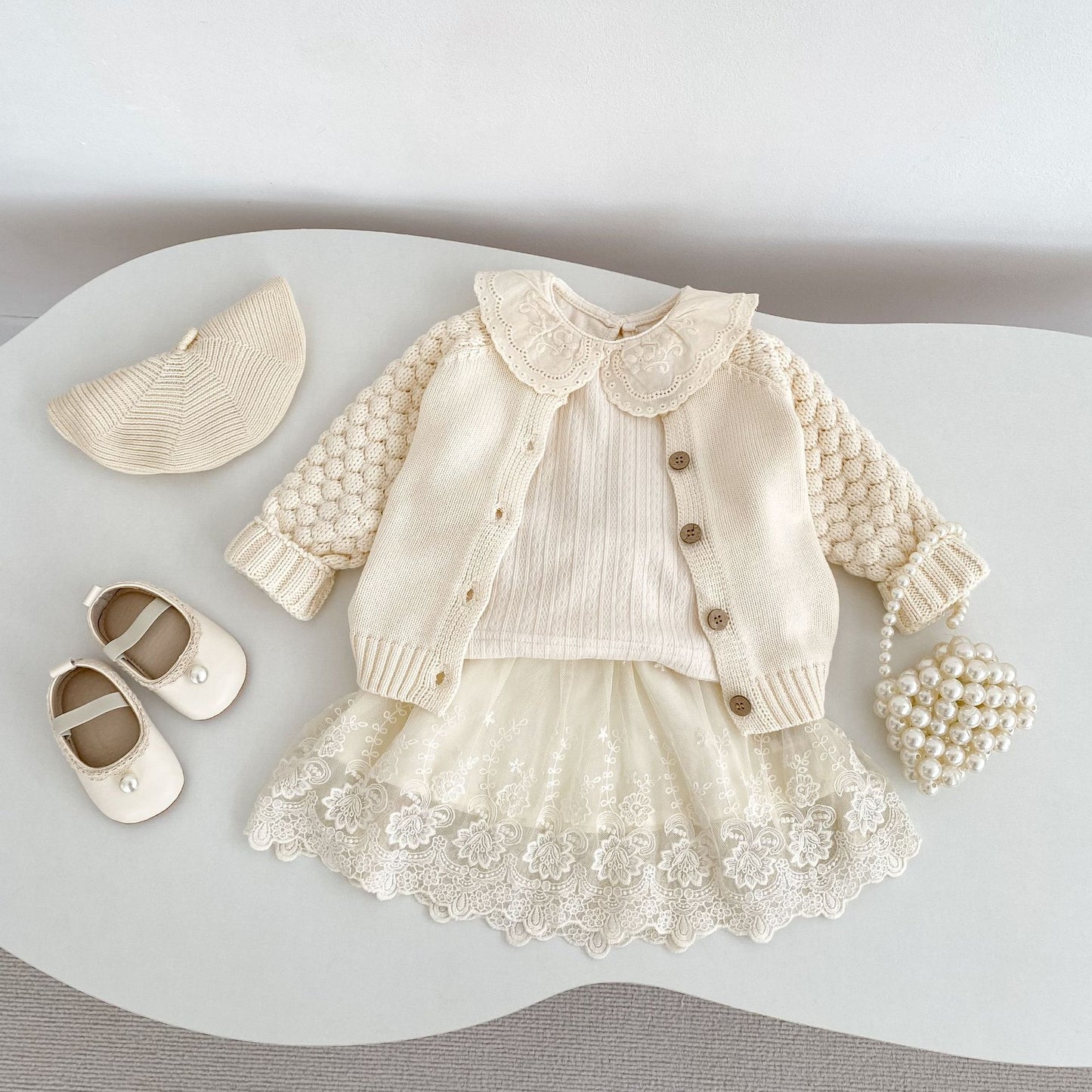 -ビッグフリルレース襟長袖Tシャツ【mh0010855】 - mamahalo shop - 長袖Tシャツ -  べビー服 - 子供服 - 男の子 - 女の子