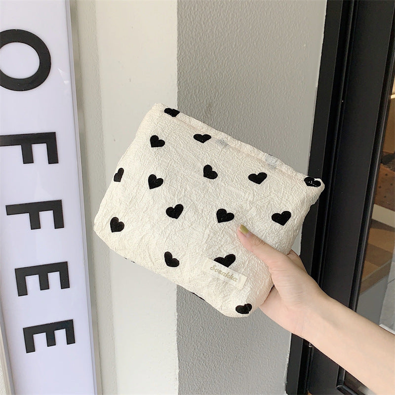 Canvas Heart Print Tote Bag Shoulder Bag Crossbody Bag Diaper Bag [mh0004200]